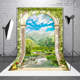 Lofaris Arch Spring Greenery Mountain Natural Scene Backdrop